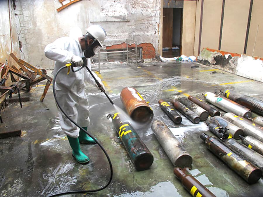 Washdown of the cylinder