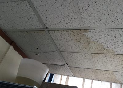 Flood damaged ceiling in a commercial office in Singapore